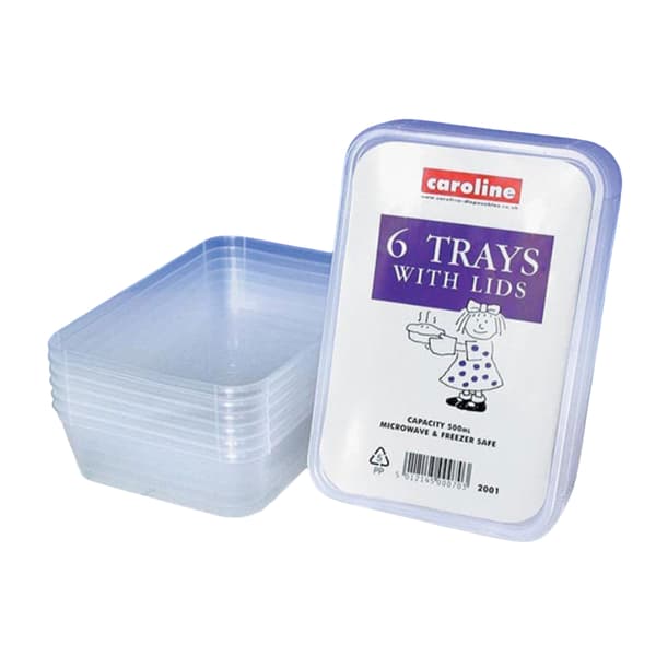 Caroline Plastic Tray with Lid 500ml 6pk 2001