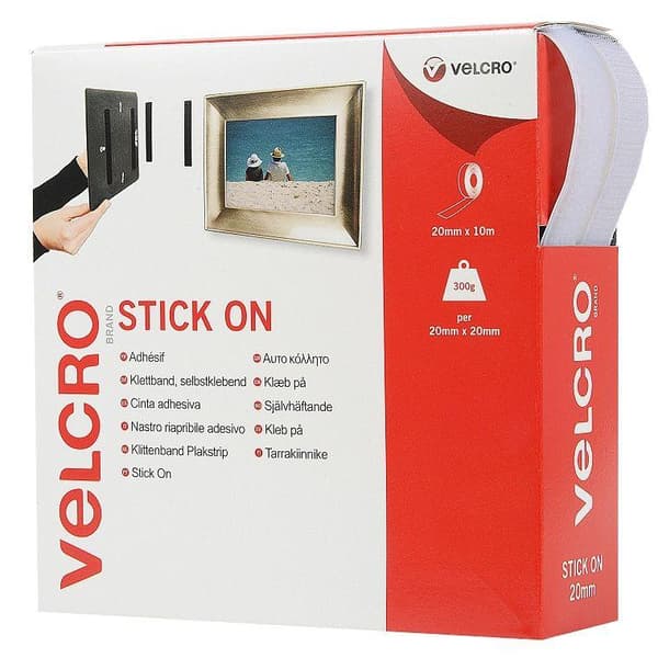 Velcro Stick On White 20mm x 10m