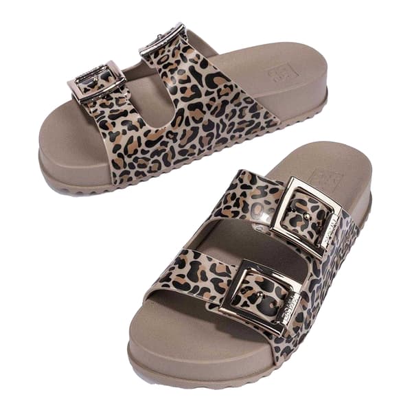 Zaxy Dam Leopardmönstrade Sliders med Dubbla Spännen