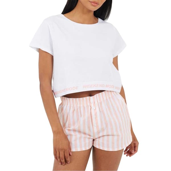Brave Soul Dam Weekend Mode Randig Kort Pyjamas Set