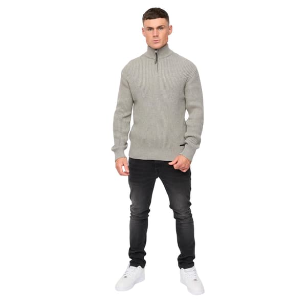 Crosshatch Mens Havaline Knitted Quarter Zip Pullover