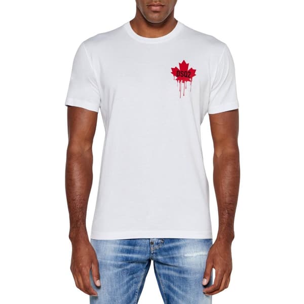 DSquared2 Mens Dripping Maple Leaf Cotton T-Shirt