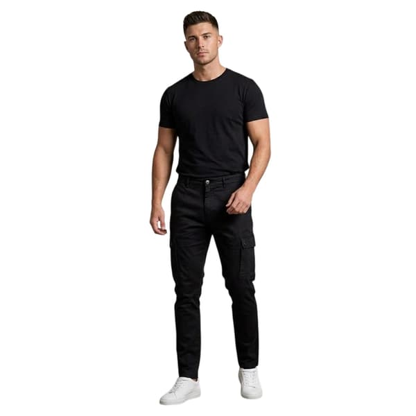 Replay Herrbyxor i bomullsdenim, smala cargobyxor