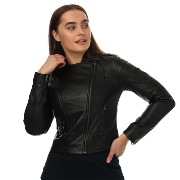 Elle Dam/Dam Läder Figursydd Bikerjacka