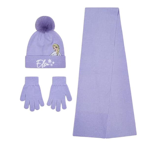Frost Flickfigur Stickad Elsa Mössa Handskar Och Halsduk Set