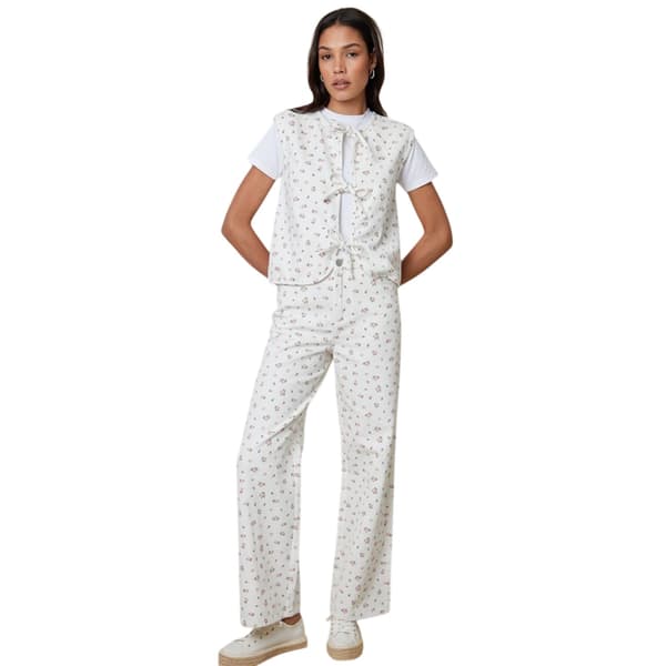 Threadbare Dam Blommig Ärmlös Topp med Knytning Fram