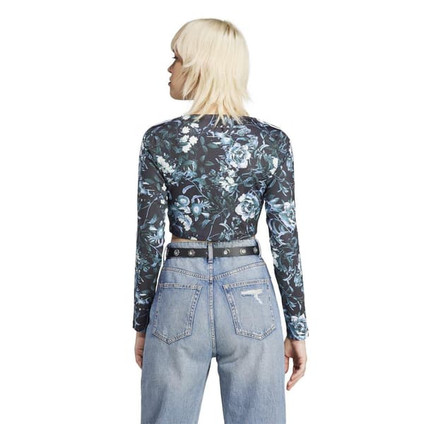 Adidas Blommig Croppad Långärmad Blus för Dam