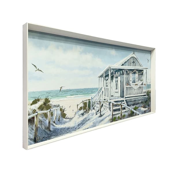 Richard Macneil Beach Cabin Hand-Painted Framed Canvas Print