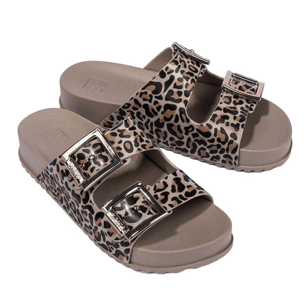 Zaxy Dam Leopardmönstrade Sliders med Dubbla Spännen