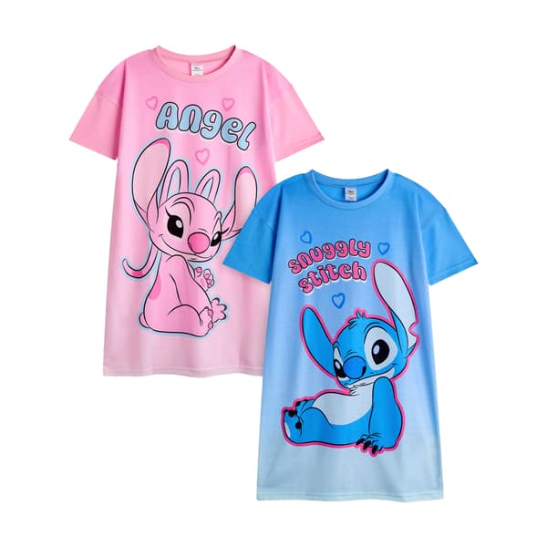 Lilo & Stitch Flickanattlinne med korta ärmar (2-pack)