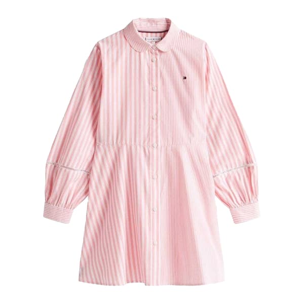 Tommy Hilfiger Randig Miniklänning med Krage för Flickor
