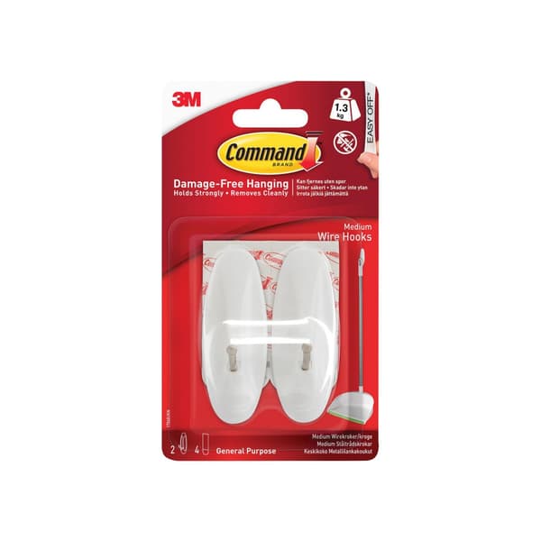 Command Medium Wire Hooks (pakke 2)