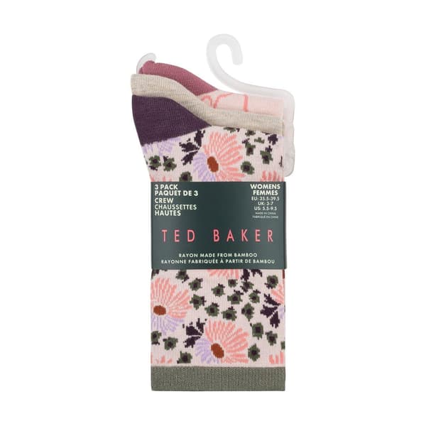 Ted Baker Dam/Dam Floral Crew Strumpor (3-pack)