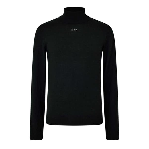Off White Herr Stickad Tröja med Polokrage