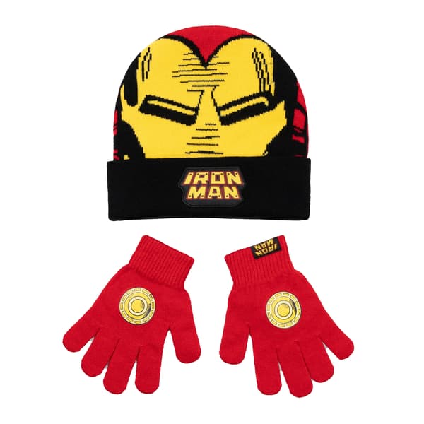 Iron Man Pojkar Logotyp Mössa & Handskar Set
