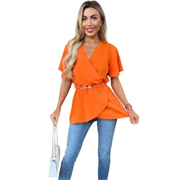 Ax Dam/Dam Bältad Flutter Wrap Top