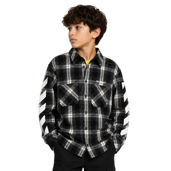 Off White Boys Plaid Regular Shirt