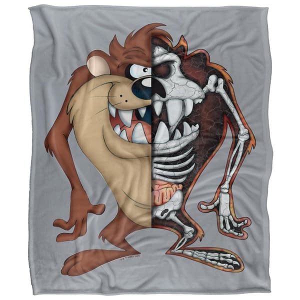Looney Tunes Taz Half Skeleton Soft Touch Blanket