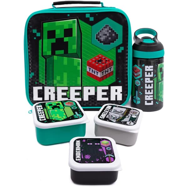 Minecraft Creeper -laukku ja -pullo (5 kpl:n pakkaus)