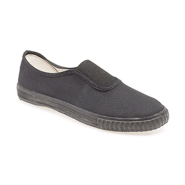 Dek Børn Unisex Junior Gusset Black Canvas Plimsolls til børn