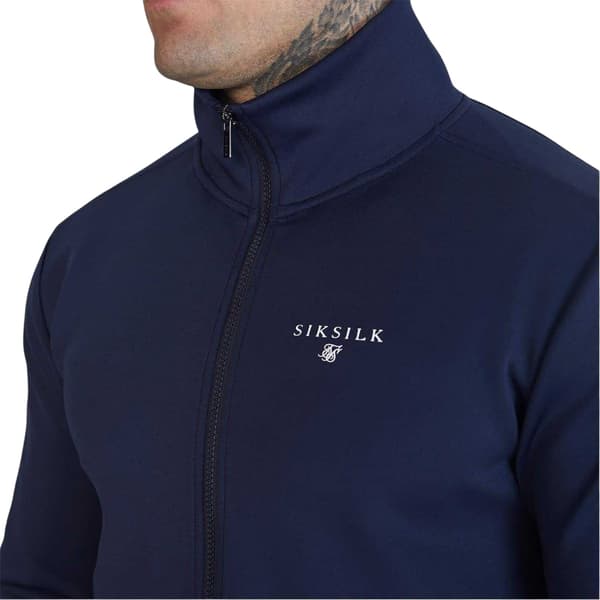 SikSilk Herr Logotyp Tröja med Hög Krage Slim Fit