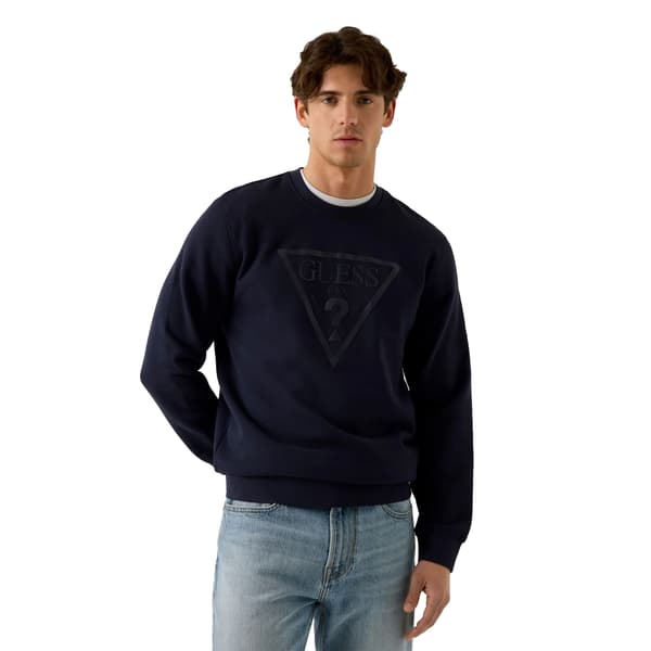 Guess Mens Embossed Crew Neck Slim Sweatshirt