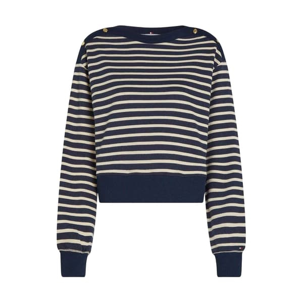 Tommy Hilfiger Dam Randig Båtringad Tröja Normal Passform
