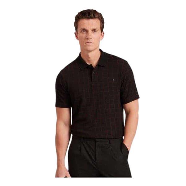 Ted Baker Mens Checkerboard Jacquard Collared Polo Shirt
