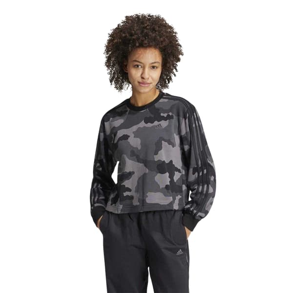 Adidas Dam/Dam Essentials Camo Stripes Lös Passform Croppad Tröja