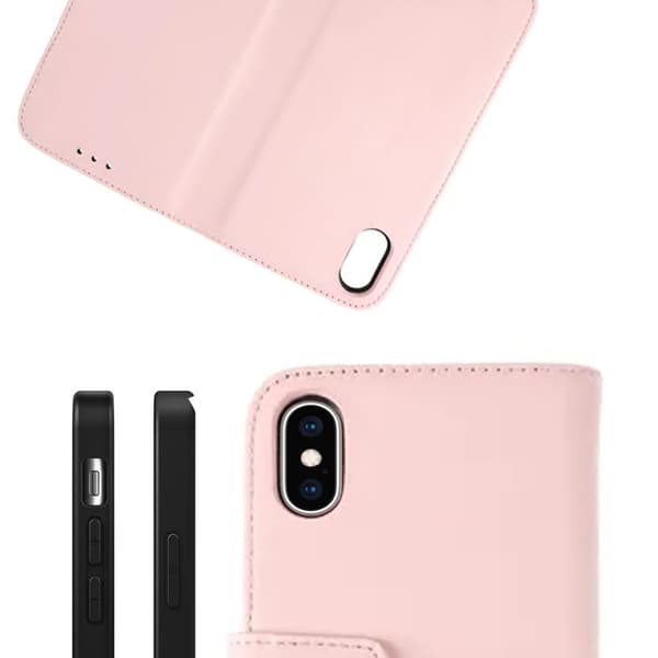 iPhone X/XS Plånboksfodral Läder Rvelon - Rosa