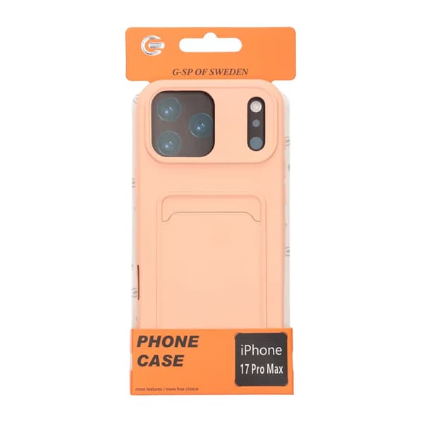 Silicone Mobile Case with Card Holder for iPhone 17 Pro - Pink