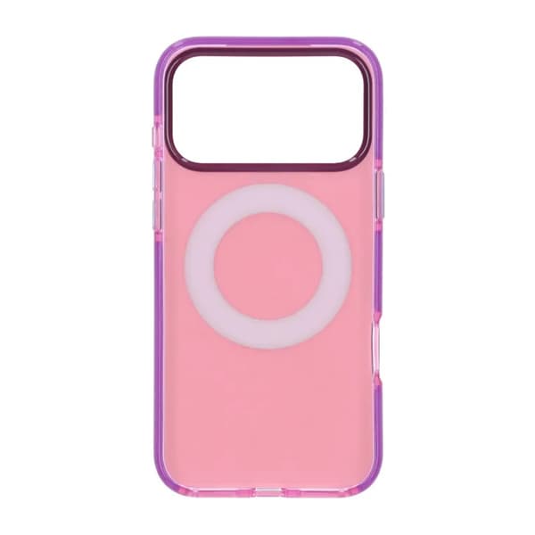 Iridescent Shockproof Case with 360 degree Rotatable Kickstand For iPhone 17 Pro Rose Red