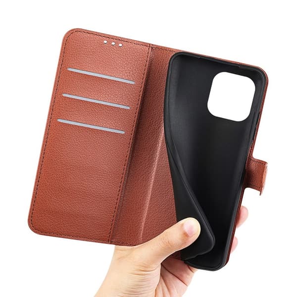 iPhone 14 Pro Max Wallet Case with Stand - Brown