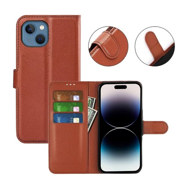 iPhone 15 Plus Plånboksfodral med stativ - Brun
