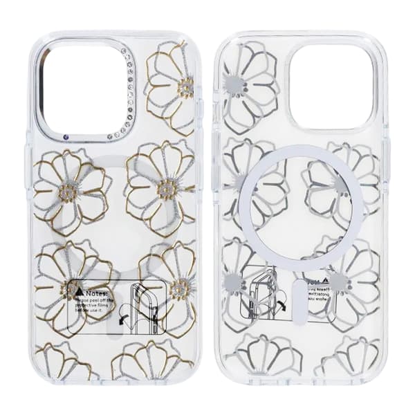 Case Magsafe for iPhone 15 Pro Max - Transparent with flowers