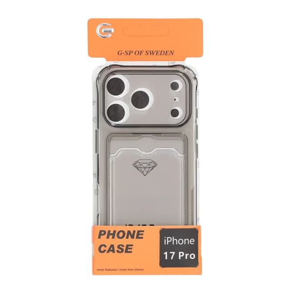 Shockproof Phone Case with Card Holder for iPhone 17 Pro - Black