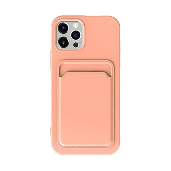 iPhone 14 Pro Silicone Case with Card Holder - Pink