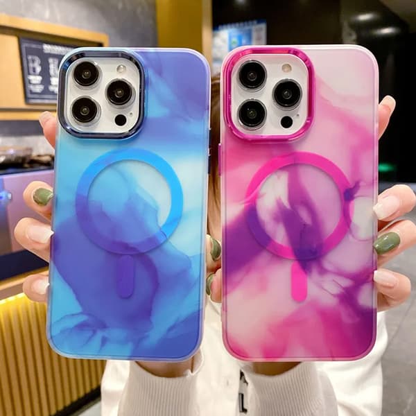 iPhone 14 Plus MagSafe Mobilskal - Rosa Abstrakt