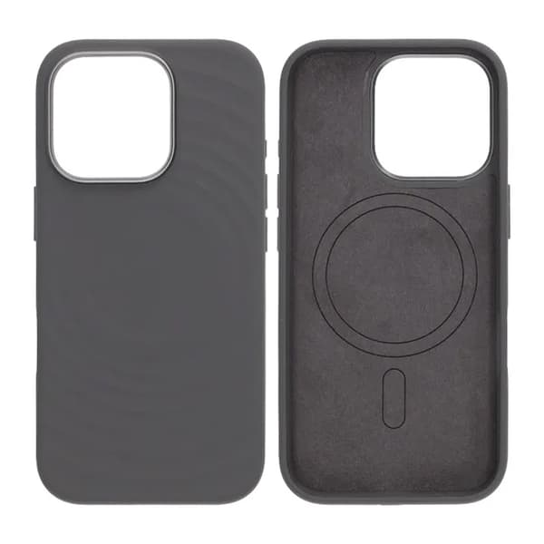 Cream wave liquid silicone Case For iPhone 16 Pro Gray