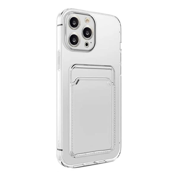 iPhone 15 Pro Shockproof Case with Card Holder - Transparent