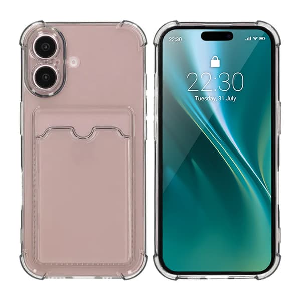 Shockproof Case with Card Holder iPhone 16 Black