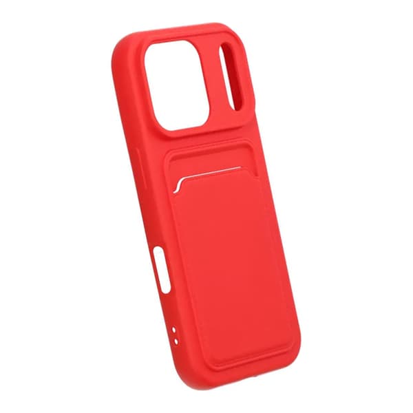Silicone Mobile Case with Card Holder for iPhone 17 Pro - Red