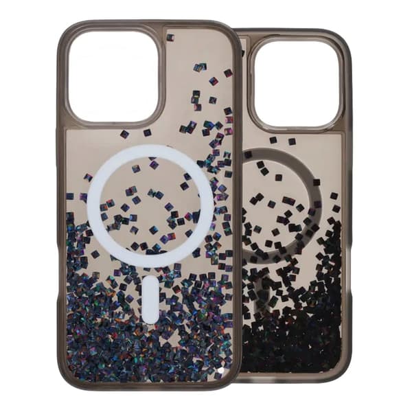 Diamond Quicksand Magnetic Case For iPhone 16 Pro Black