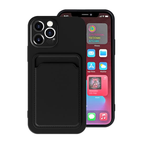Silicone Case with Card Holder iPhone 13 Pro - Black