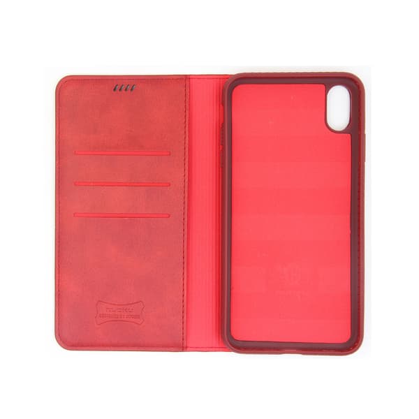 iPhone XS Max Wallet Case with Stand Nuoku - Dark Red