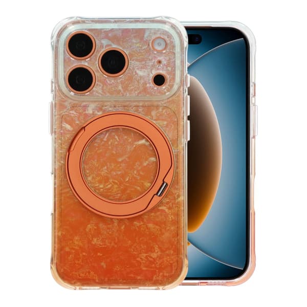 Ice Shell 360° Rotatable Magnetic Kickstand Phone Case - iPhone 17 Pro Max/18 Pro Max Orange