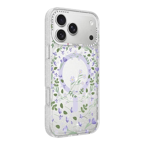 Blommigt Skal med Magsafe för iPhone 17 Pro Max - Lavender