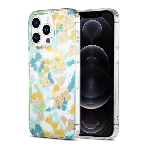 iPhone 12/12 Pro Case MagSafe - Flowers Turquoise