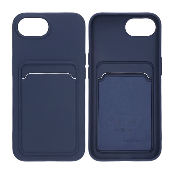 iPhone 16e Silicone Mobile Case with Card Holder - Blue