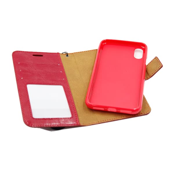 Detachable Leather Case For iPhone X Red